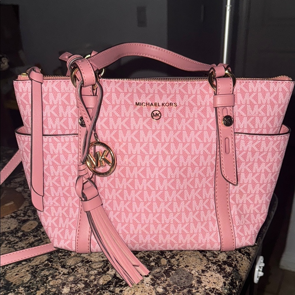 Michael Kors Pink Satchel with Monogram Design